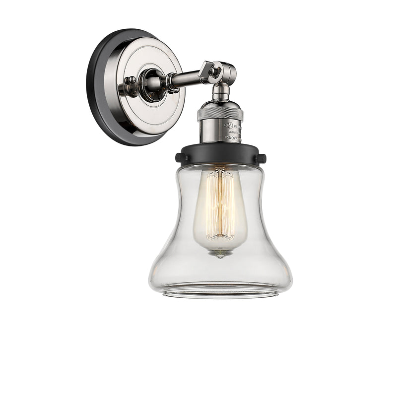 Bellmont Sconce shown in the Polished Nickel finish with a Clear shade