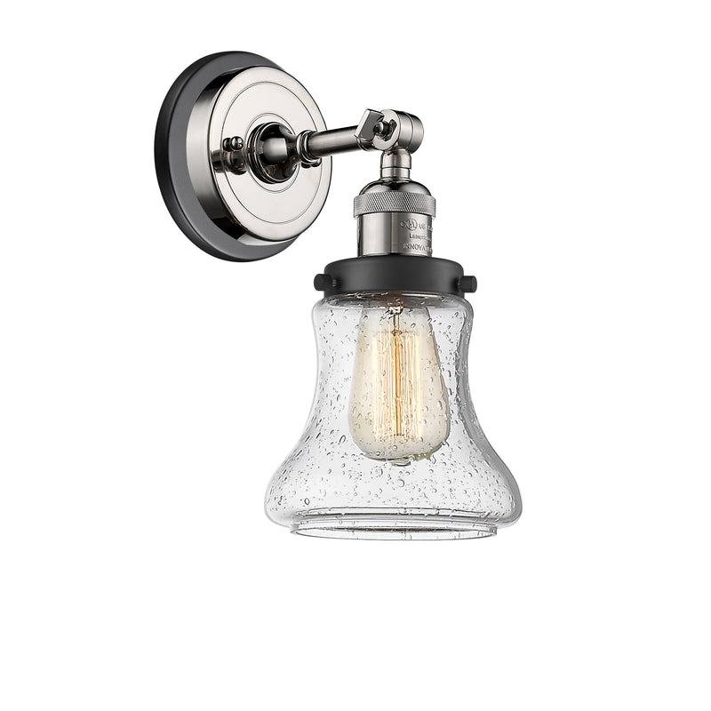 Bellmont Sconce shown in the Polished Nickel finish with a Seedy shade