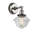 Oxford Sconce shown in the Polished Nickel finish with a Clear shade