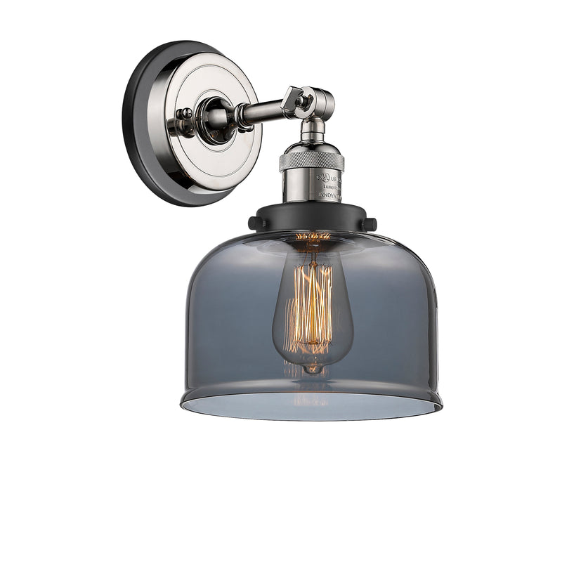 Bell Sconce shown in the Polished Nickel finish with a Plated Smoke shade