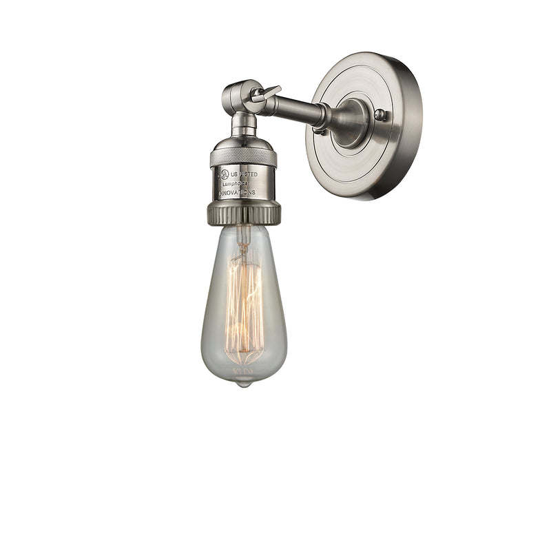 Bare Bulb Sconce shown in the Brushed Satin Nickel finish