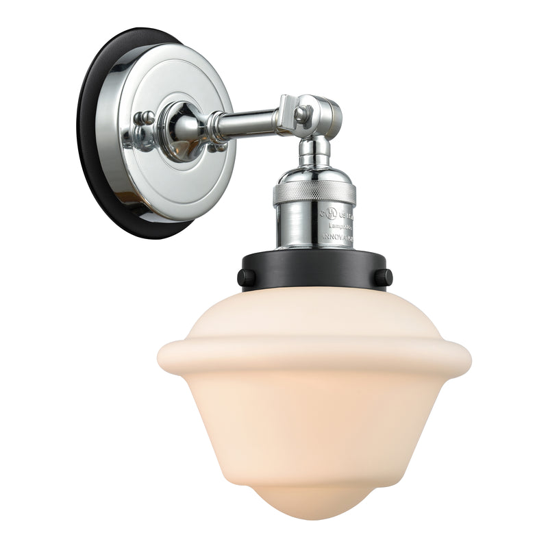 Oxford Sconce shown in the Polished Chrome finish with a Matte White shade