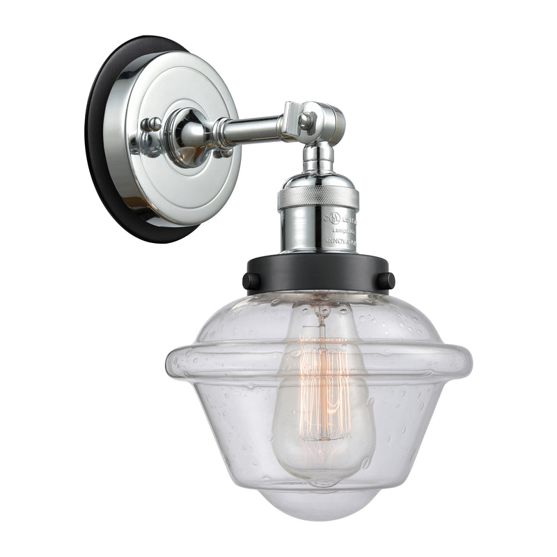 Oxford Sconce shown in the Polished Chrome finish with a Seedy shade