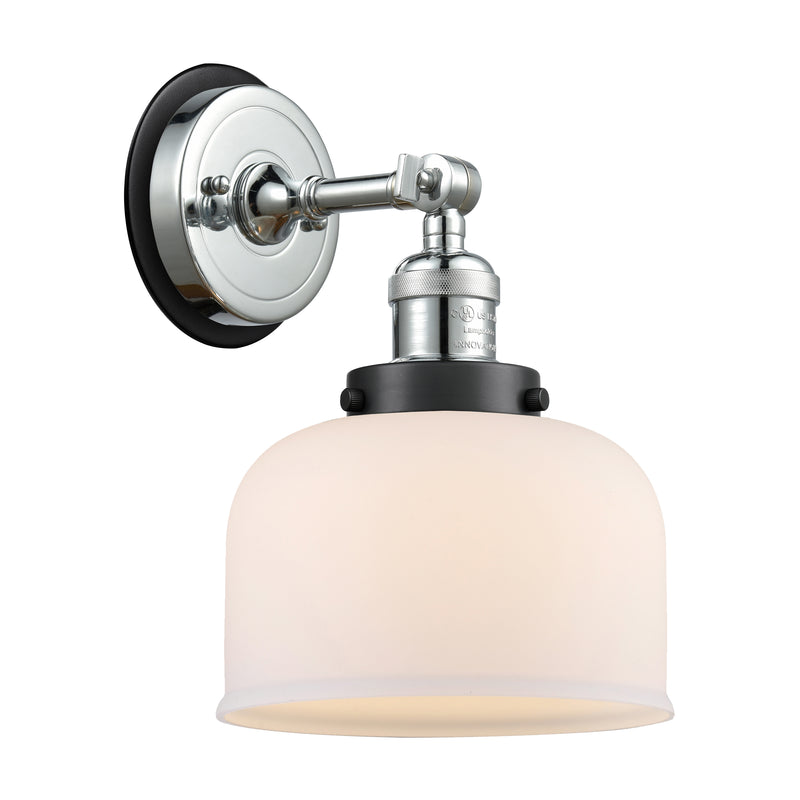 Bell Sconce shown in the Polished Chrome finish with a Matte White shade