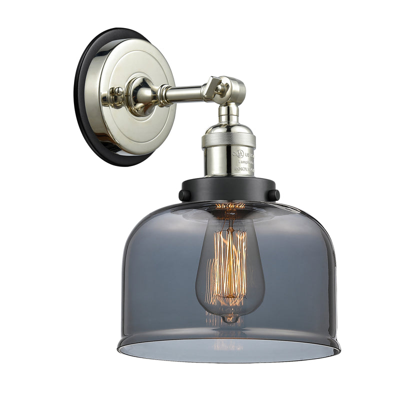 Bell Sconce shown in the Polished Nickel finish with a Plated Smoke shade