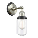 Dover Sconce shown in the Brushed Satin Nickel finish with a Clear shade