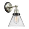 Cone Sconce shown in the Brushed Satin Nickel finish with a Clear shade