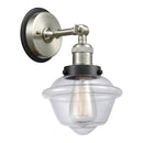 Oxford Sconce shown in the Brushed Satin Nickel finish with a Clear shade