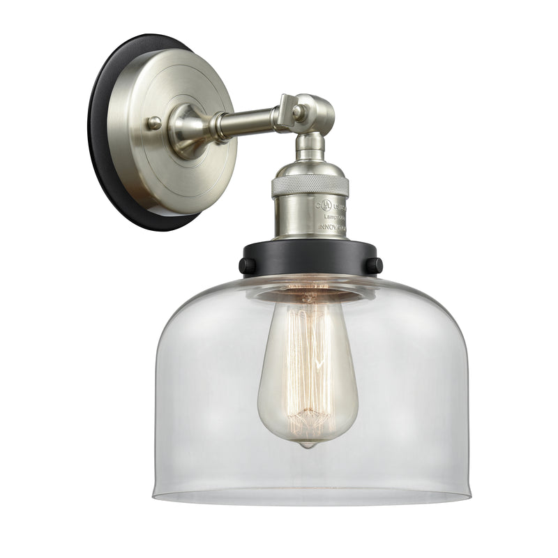 Bell Sconce shown in the Brushed Satin Nickel finish with a Clear shade