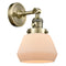 Fulton Sconce shown in the Antique Brass finish with a Matte White shade