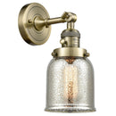 Bell Sconce shown in the Antique Brass finish with a Silver Plated Mercury shade