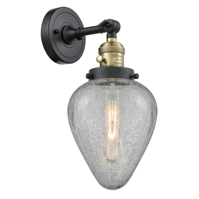 Geneseo Sconce shown in the Black Antique Brass finish with a Clear Crackled shade