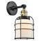 Bell Cage Sconce shown in the Black Antique Brass finish with a Matte White shade