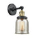 Innovations Lighting Small Bell 1-100 watt 5 inch Black Antique Brass Sconce with Silver Plated Mercury glass and Solid Brass 180 Degree Adjustable Swivel With Engraved Cast Cup Includes a "High-Low-Off" Switch. 203SWBABG58