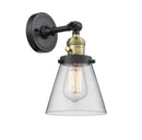 Innovations Lighting Small Cone 1-100 watt 6 inch Black Antique Brass Sconce with Clear glass and Solid Brass 180 Degree Adjustable Swivel With Engraved Cast Cup Includes a "High-Low-Off" Switch. 203SWBABG62