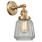 Chatham Sconce shown in the Brushed Brass finish with a Clear shade