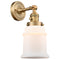 Canton Sconce shown in the Brushed Brass finish with a Matte White shade