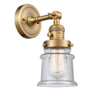 Canton Sconce shown in the Brushed Brass finish with a Seedy shade