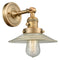 Halophane Sconce shown in the Brushed Brass finish with a Clear Halophane shade