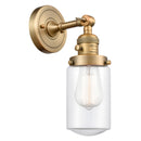 Dover Sconce shown in the Brushed Brass finish with a Clear shade