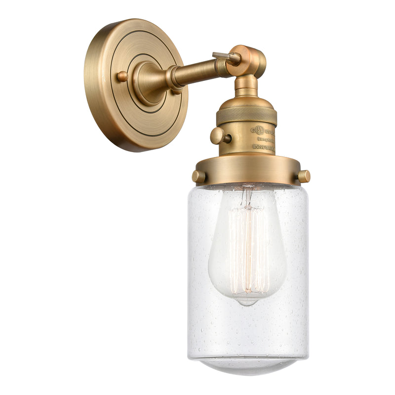 Dover Sconce shown in the Brushed Brass finish with a Seedy shade