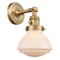 Olean Sconce shown in the Brushed Brass finish with a Matte White shade