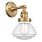 Olean Sconce shown in the Brushed Brass finish with a Clear shade