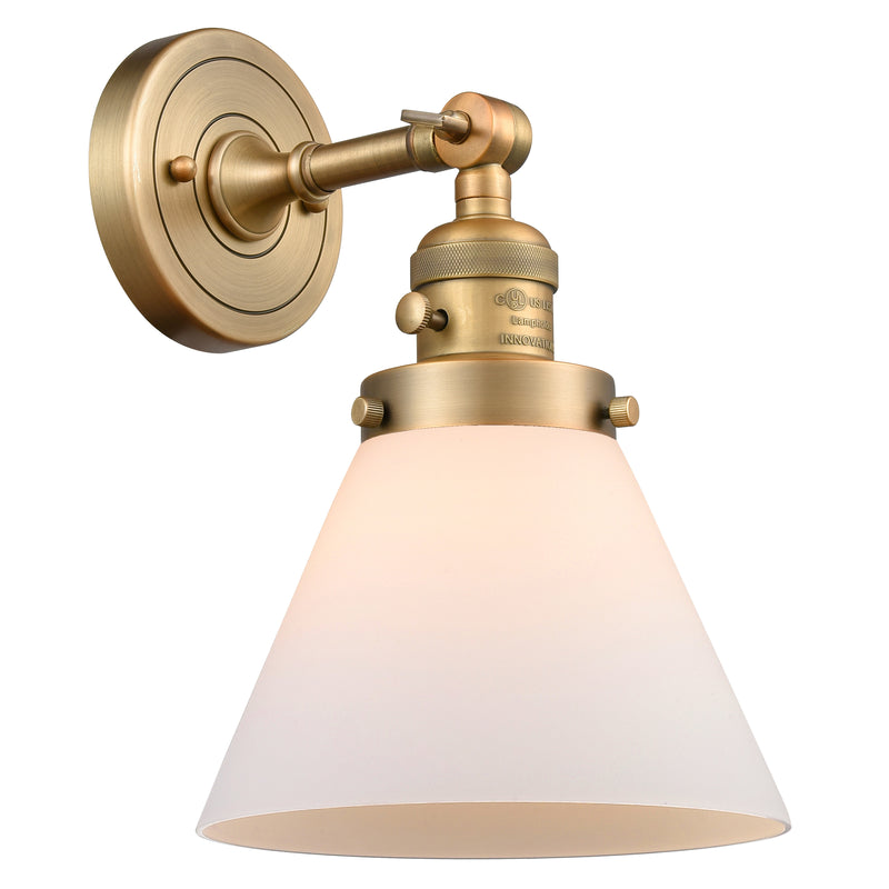 Cone Sconce shown in the Brushed Brass finish with a Matte White shade