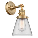 Cone Sconce shown in the Brushed Brass finish with a Clear shade