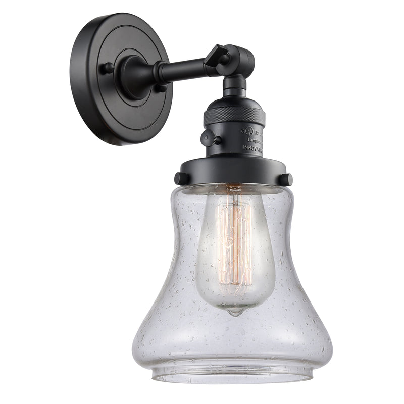 Bellmont Sconce shown in the Matte Black finish with a Seedy shade