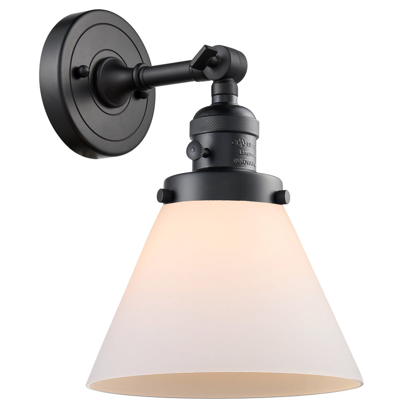 Cone Sconce shown in the Matte Black finish with a Matte White shade