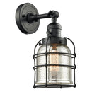 Bell Cage Sconce shown in the Matte Black finish with a Silver Plated Mercury shade