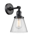 Innovations Lighting Small Cone 1-100 watt 6 inch Black Sconce with Seedy glass and Solid Brass 180 Degree Adjustable Swivel With Engraved Cast Cup Includes a "High-Low-Off" Switch. 203SWBKG64