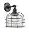 Innovations Lighting Large Bell Cage 1-100 watt 8 inch Black Sconce with Clear glass and Solid Brass 180 Degree Adjustable Swivel With Engraved Cast Cup Includes a "High-Low-Off" Switch. 203SWBKG72CE