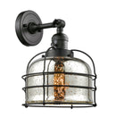 Innovations Lighting Large Bell Cage 1-100 watt 8 inch Black Sconce with Silver Plated Mercury glass and Solid Brass 180 Degree Adjustable Swivel With Engraved Cast Cup Includes a "High-Low-Off" Switch. 203SWBKG78CE