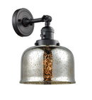 Innovations Lighting Large Bell 1-100 watt 8 inch Black Sconce with Silver Plated Mercury glass and Solid Brass 180 Degree Adjustable Swivel With Engraved Cast Cup Includes a "High-Low-Off" Switch. 203SWBKG78