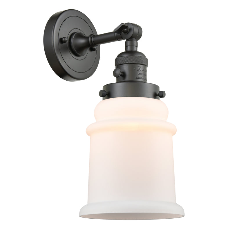 Canton Sconce shown in the Oil Rubbed Bronze finish with a Matte White shade