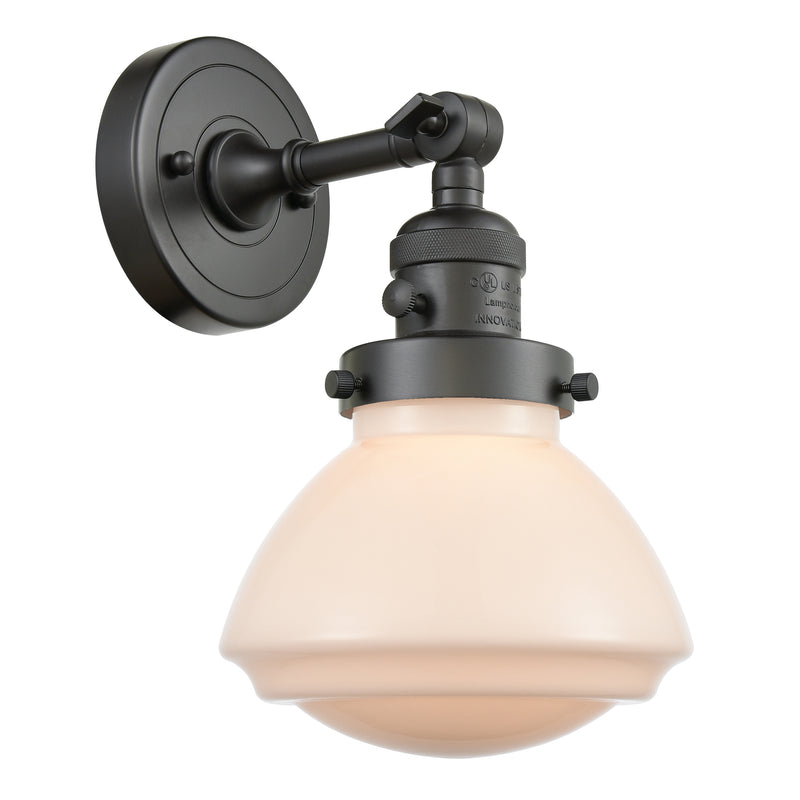 Olean Sconce shown in the Oil Rubbed Bronze finish with a Matte White shade