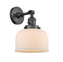 Innovations Lighting Large Bell 1-100 watt 8 inch Oil Rubbed Bronze Sconce with Matte White Cased glass and Solid Brass 180 Degree Adjustable Swivel With Engraved Cast Cup Includes a "High-Low-Off" Switch. 203SWOBG71