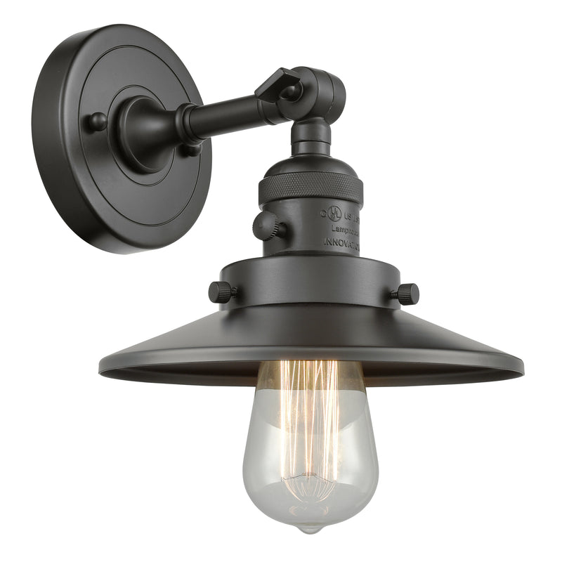 Railroad Sconce shown in the Oil Rubbed Bronze finish with a Oil Rubbed Bronze shade