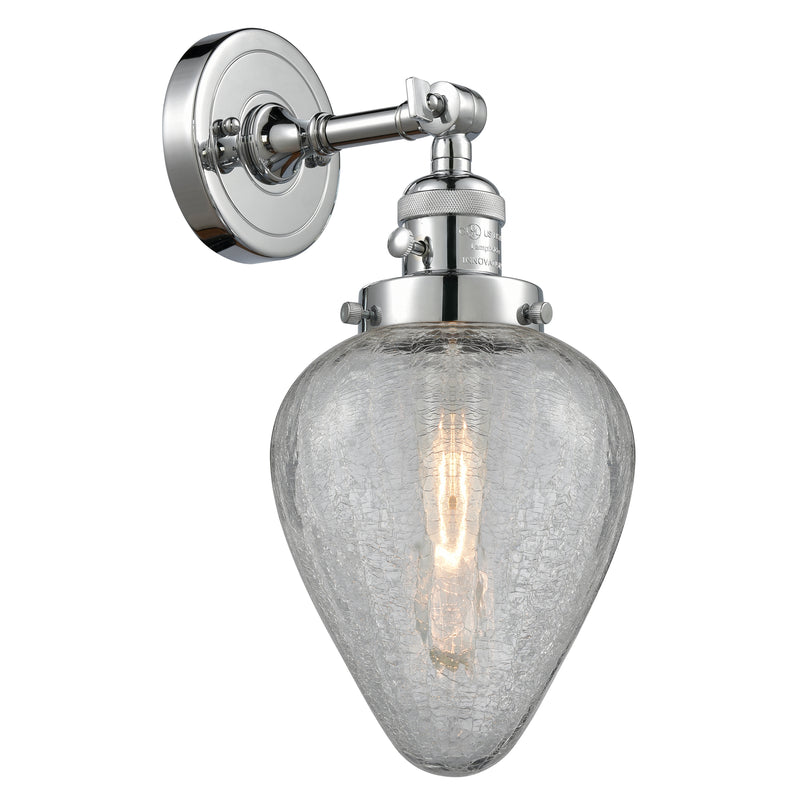 Geneseo Sconce shown in the Polished Chrome finish with a Clear Crackled shade