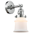 Canton Sconce shown in the Polished Chrome finish with a Matte White shade