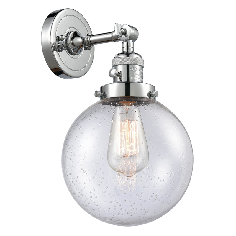 Beacon Sconce shown in the Polished Chrome finish with a Seedy shade