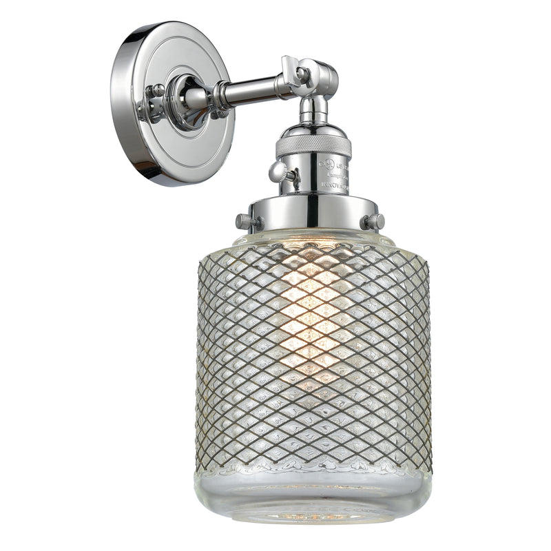 Stanton Sconce shown in the Polished Chrome finish with a Clear Wire Mesh shade