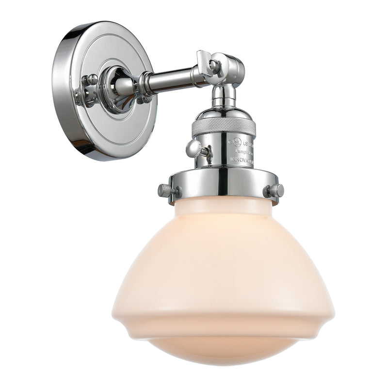 Olean Sconce shown in the Polished Chrome finish with a Matte White shade