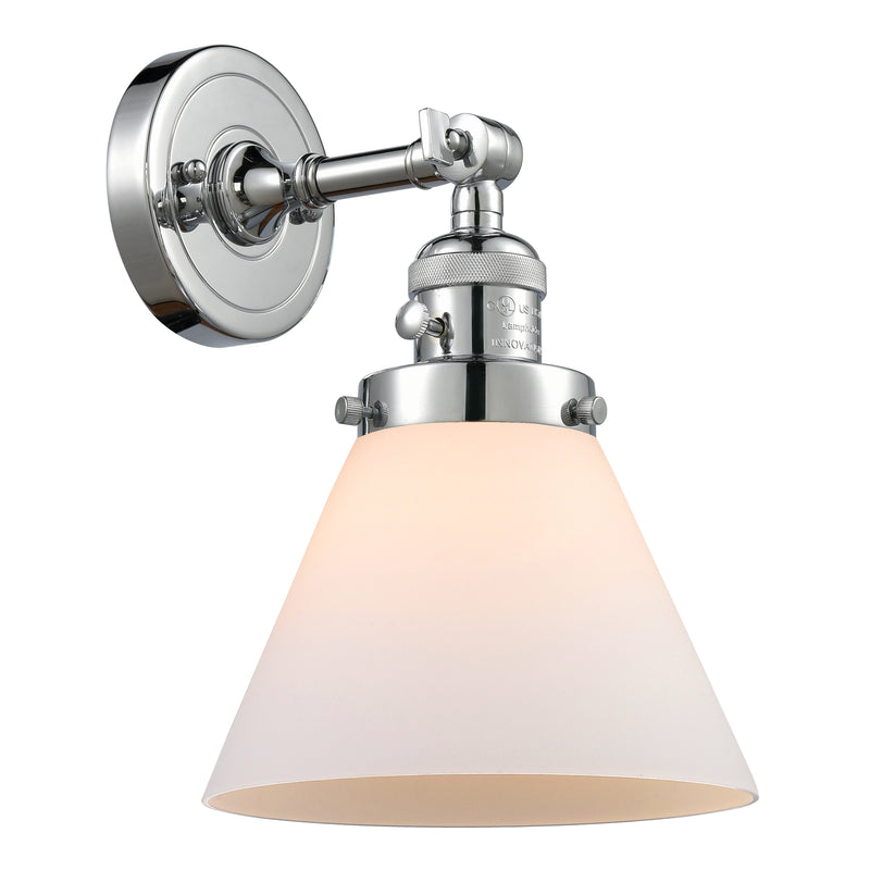 Cone Sconce shown in the Polished Chrome finish with a Matte White shade