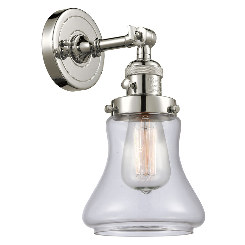 Bellmont Sconce shown in the Polished Nickel finish with a Clear shade