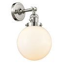 Beacon Sconce shown in the Polished Nickel finish with a Matte White shade