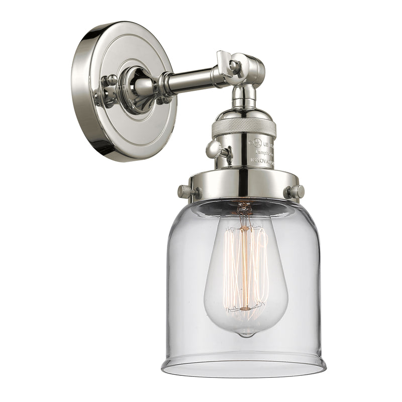 Bell Sconce shown in the Polished Nickel finish with a Clear shade