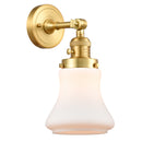 Bellmont Sconce shown in the Satin Gold finish with a Matte White shade